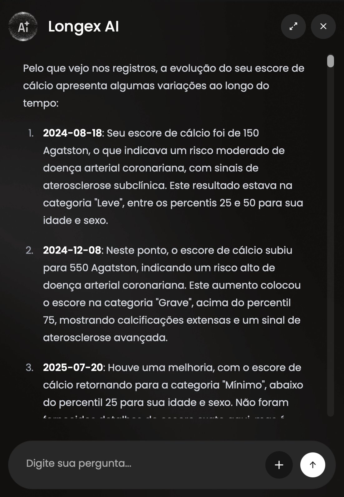 Longex IA analisando o histórico do paciente