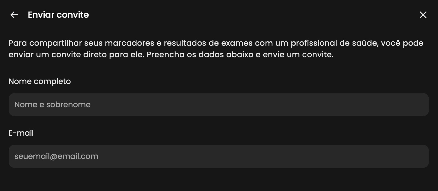 Convite para compartilhar dados com o médico
